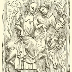 Ivory Relief, Hunting Scene (engraving)