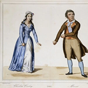 Jean Paul Marat and Charlotte Corday - in "Collection of costumes, weapons and furniture to serve the history of the French revolution and the Empire"by Horace de Viel-Castel, 19th century