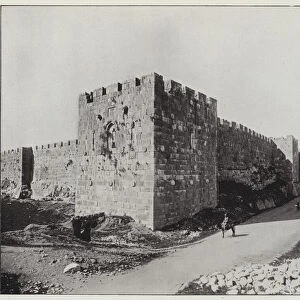 Jerusalem, Walls, North-East angle (b / w photo)
