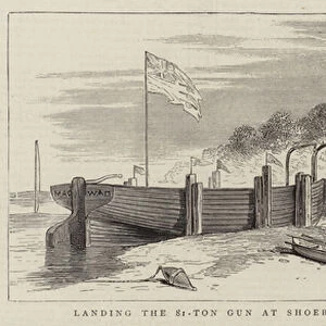 Landing the 81-Ton Gun at Shoeburyness from the Barge "Magog"(engraving)