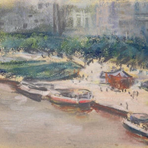The Landing Place at Jungfernstieg, Hamburg, 1910 (pastel on paper)