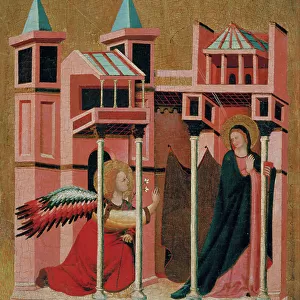 L'annonciation - The Annunciation - Maitre de la Madone Cini (active ca 1330) - ca 1330 - Tempera on panel - 50x41, 4 - Museu Nacional d'Art de Catalunya, Barcelona