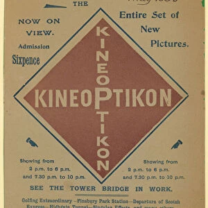 Leaflet advertising the Kineoptikon, Piccadilly Circus (engraving)