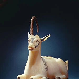 Lid of an unguent jar in the form of an ibex, from the tomb of Tutankhamun