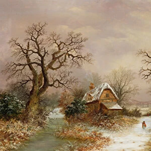 Little Red Riding Hood in the Snow, 19th century (oil on canvas)