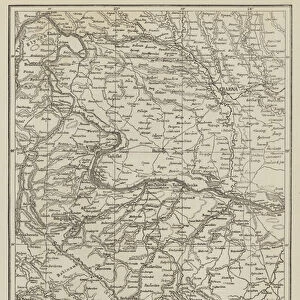Map of Western Bulgaria, with Sofia, and the Danube to the Austrian Frontier (engraving)