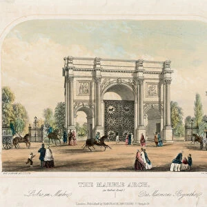 Marble Arch, Oxford Street, London (coloured engraving)