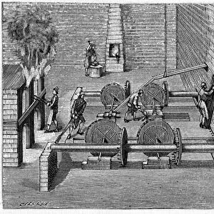 Metallurgy in the 18th century: a foundry train. Engraving in "La Nature