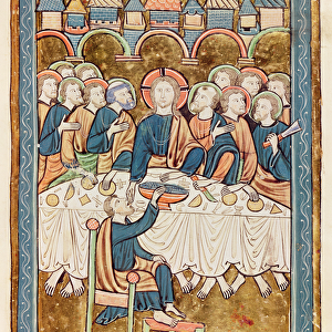 Ms 3016 fol. 14 The Last Supper, from Psautier a l Usage de Paris (vellum)