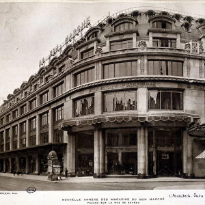 New annex to the Bon Marche shops; facade on Rue de Sevre in 1924