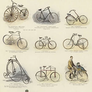 Novelties at the Stanley Cycle Show (coloured engraving)