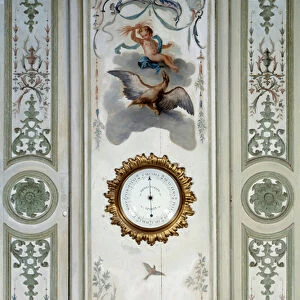 Panel of the large living room of the Chateau de Champs sur Marne with barometer