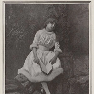 Phoebe Carlo as Alice in the pantomime Alice in Wonderland, 1886 (b / w photo)