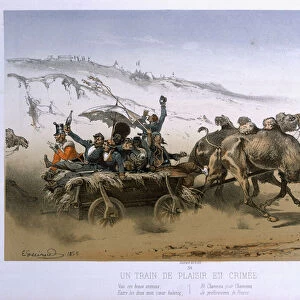 A Pleasure Wagon in the Crimea, published by Wild 1854-55 (colour litho)