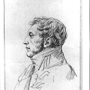 Portrait of Armand Augustin Louis. Marquis de Caulaincourt (1772-1827) (pencil on paper)