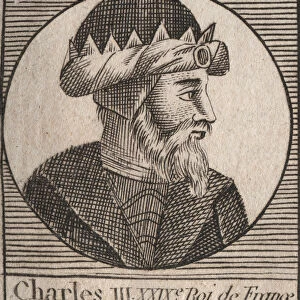 Portrait of Charles III says the Simple (879-929) king of the Francs - CHARLES III