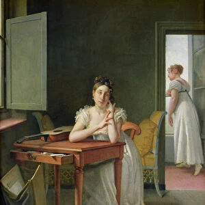 Portrait of Marceline Desbordes-Valmore (1786-1859) (oil on canvas)