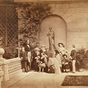 Portrait of the Royal Family at Osborne House, 1857 (sepia photo) (see 195000)