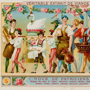 Representatives From Different Crafts: Winemerchant, Chef, Fisherman, Huntsman, Brewer, Smith, Pastry Chef, Weaver, Butcher and Shoemaker. (chromolitho)