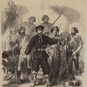 The Revolution in Sicily, La Masa, the Sicilian Guerrilla Chief, and Staff, in the Streets of Palermo, 28 May (engraving)