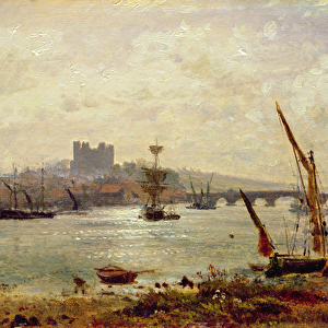 Rochester Cathedral and Castle, c. 1820-30 (oil on panel)