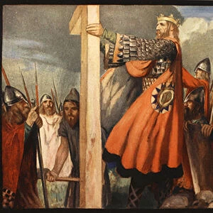 Saint Oswald, illustration from The Mighty Army by Winifred M. Letts, pub. 1912 (colour litho)