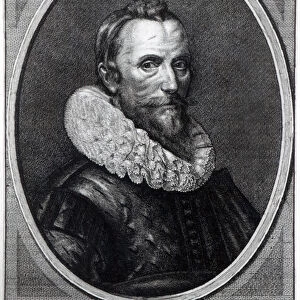 Self Portrait, engraved by Wenceslaus Hollar, 1644 (engraving) (b / w photo)