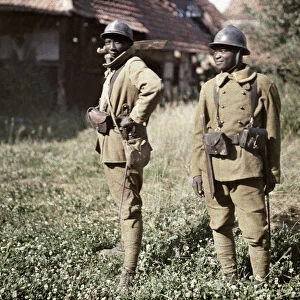 Two Senegalese soldiers serving in the French Army as infantrymen, France, June 22