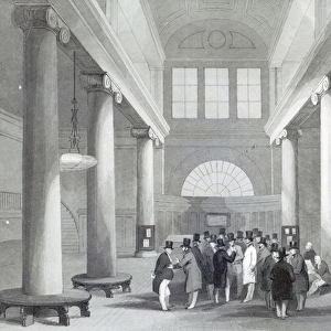 Stock Exchange, engraved by Henry Melville, c. 1842 (engraving) (b / w photo)