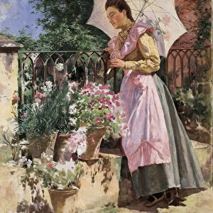 "The Lady with the Umbrella "Painting by Isidoro Marin Gares
