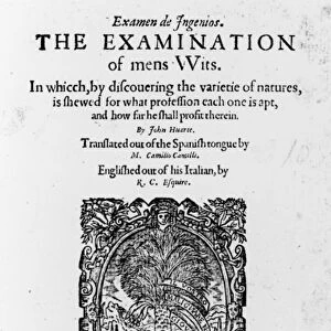 Title Page for The Examination of mens Wits by Juan Huarte
