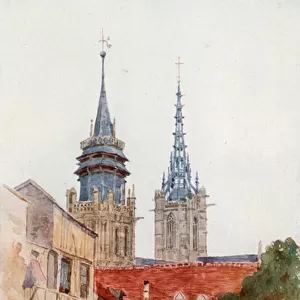 The Tower of Evreux (colour litho)