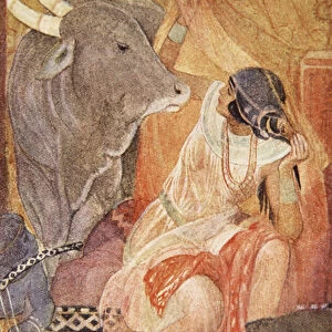 The treachery of Bitous wife, illustration from The Myths of Ancient Egypt by Lewis Spence, 1917 (colour litho)