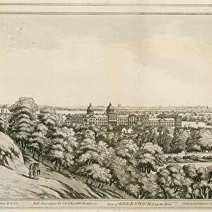 A view of Greenwich, London, and up the River Thames (engraving)