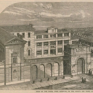 View of the Royal Free Hospital in the Grays Inn Road, showing the new Sussex Wing (engraving)