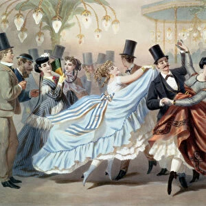 Waltz at the Bal Mabille, Avenue Montaigne, Paris (colour litho)