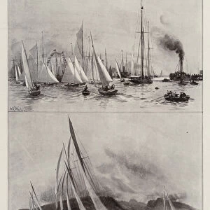 Yachting on the Clyde, "Rainbow, "Gleniffer"and "Bona"off Garroch Head (litho)