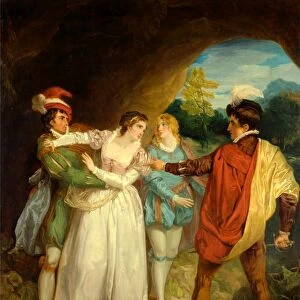 Valentine rescuing Silvia from Proteus, from Shakespeares The Two Gentlemen