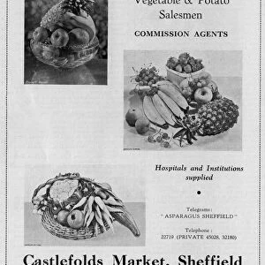 Advertisement for John Bovill and Sons, Fruit, Vegetable and Flower Merchant, Castlefolds Market, 1939