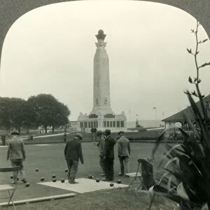 Bowling Green used by Sir Francis Drake, and the War Memorial, Plymouth Hoe, Plymouth