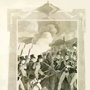 The British attacking French Lines with Bayonets in the Battle of Maida, (1806), 1816