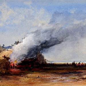 Burning of an Old Boat, 19th century. Creator: Francis Danby