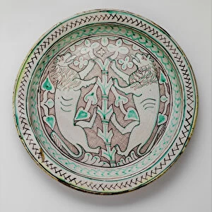 Dish with Rampant Lions, Italian, early 15th century. Creator: Unknown