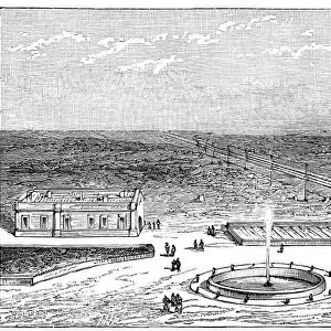 Geok-Tepe station on the Trans-Caspian railway, engraving, 1895