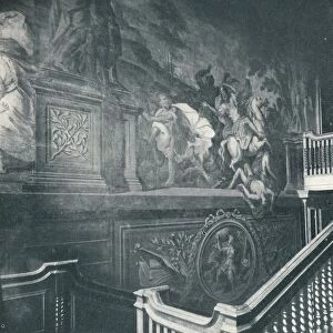 The Grand Staircase, Showing Thornhills Wall Paintings, Stoke Edith, c1909