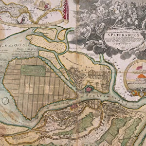Map of Petersburg (Saint Petersburg master plan), ca. 1718-1719. Artist: Homann, Johann Baptist (1663-1724)