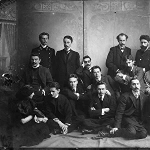 Russian author and poet Andrei Bely with symbolist authors, 1907