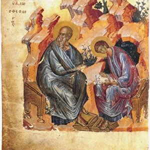 Saint John the Evangelist and Prochorus. From the Zaraysk Gospel, 1401