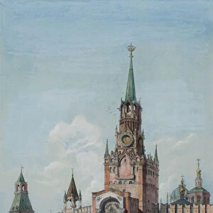 The Spasskaya Tower (Saviour Gates) in the Moscow Kremlin, 1839