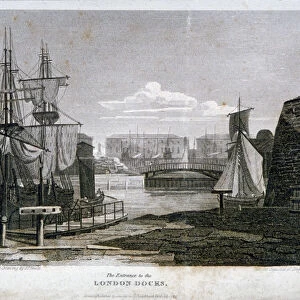 View of the entrance to London Docks, Wapping, 1815. Artist: T Matthews